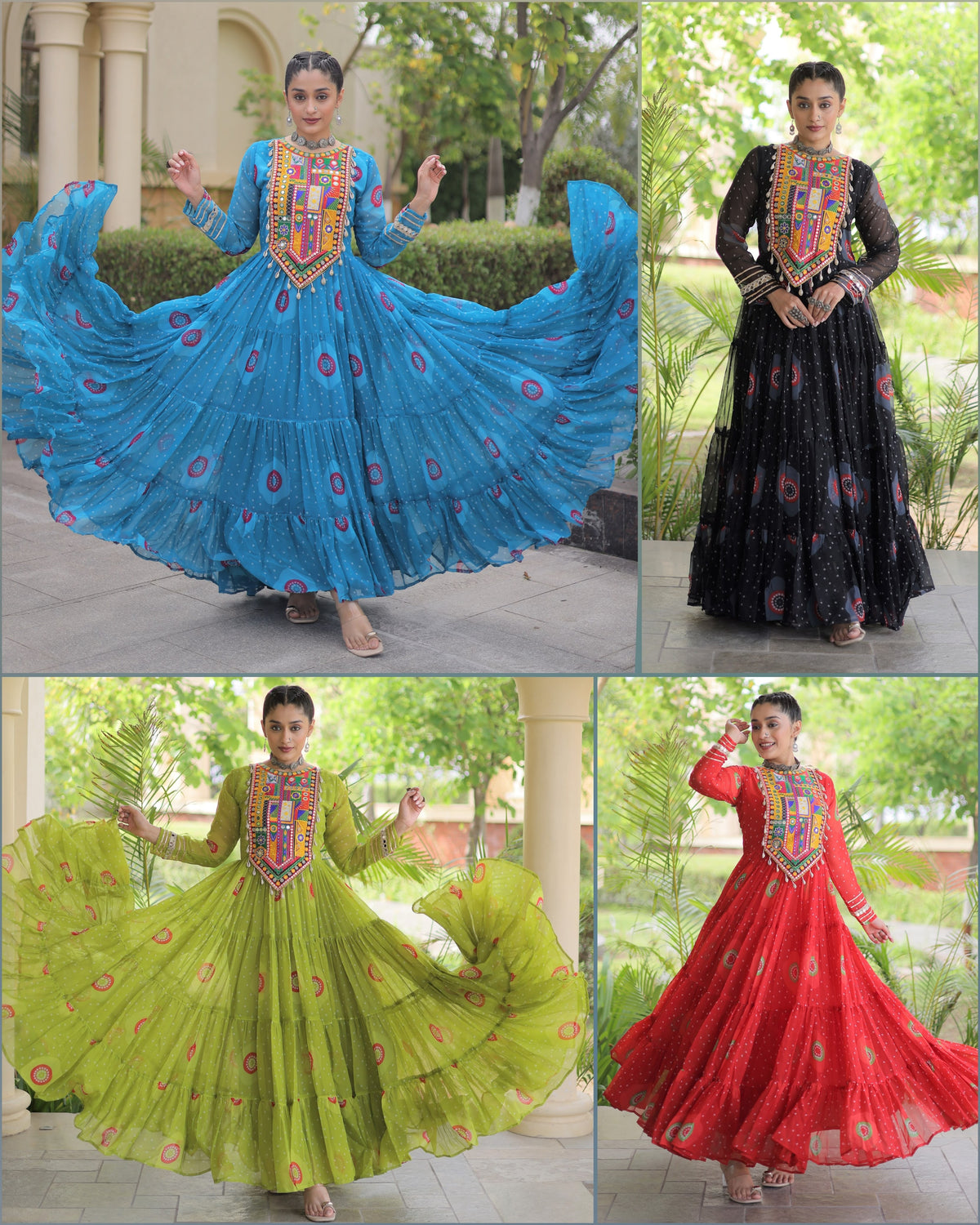Bandhani Print work with Kutchi Patchwork gown