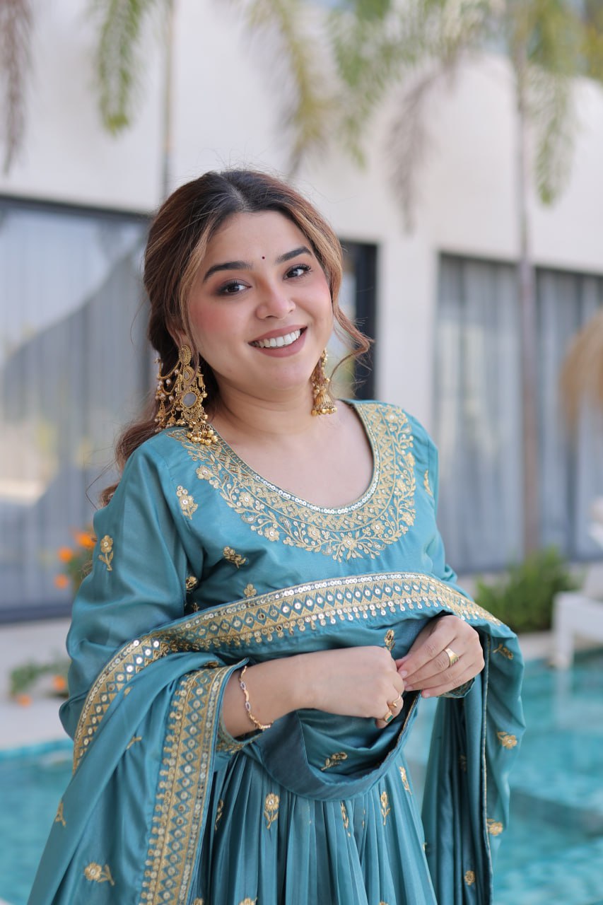 MAJESTIC SEQUINS SILK SHARARA SUIT