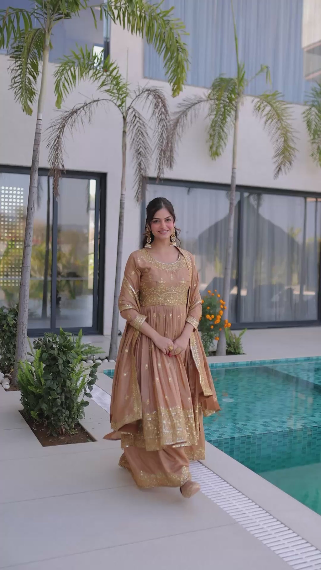 MAJESTIC SEQUINS SILK SHARARA SUIT