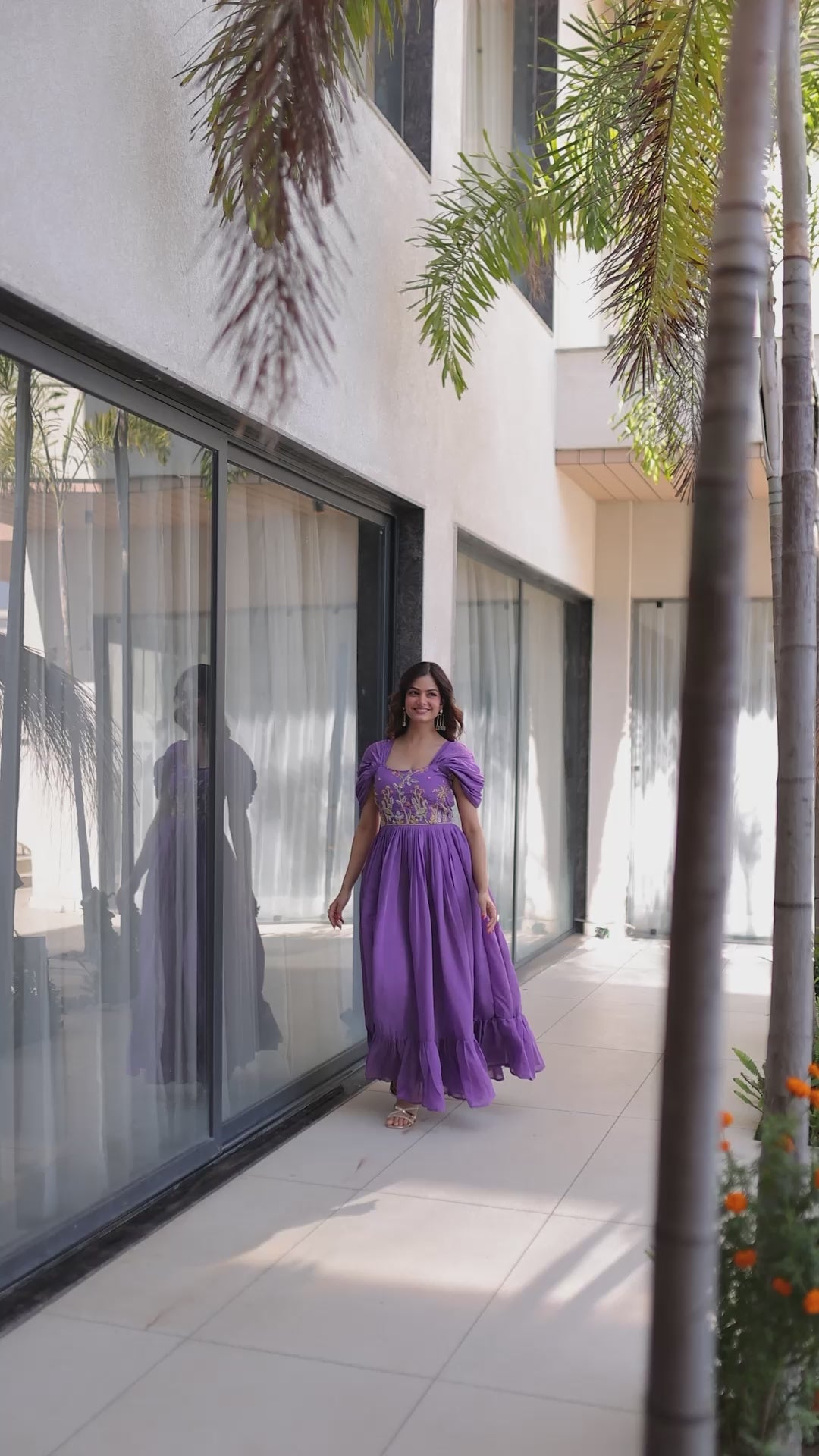 LILAC SLAY CAPE-SLEEVE GOWN