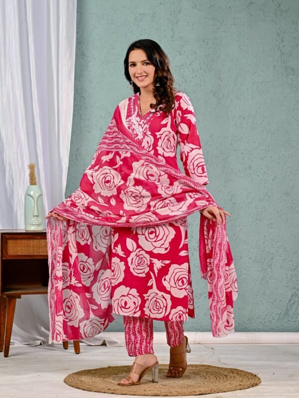 Vastrawala Elegant Prosin Print and Embroidered Kurta Set - Image 4