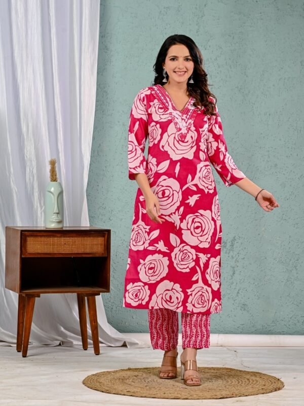 Vastrawala Elegant Prosin Print and Embroidered Kurta Set - Image 3