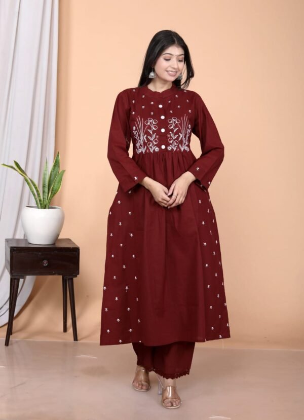 Vastrawala Embroidered Frock Kurta and Pant - Image 6
