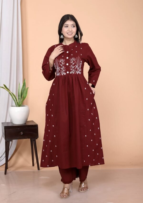 Vastrawala Embroidered Frock Kurta and Pant - Image 4