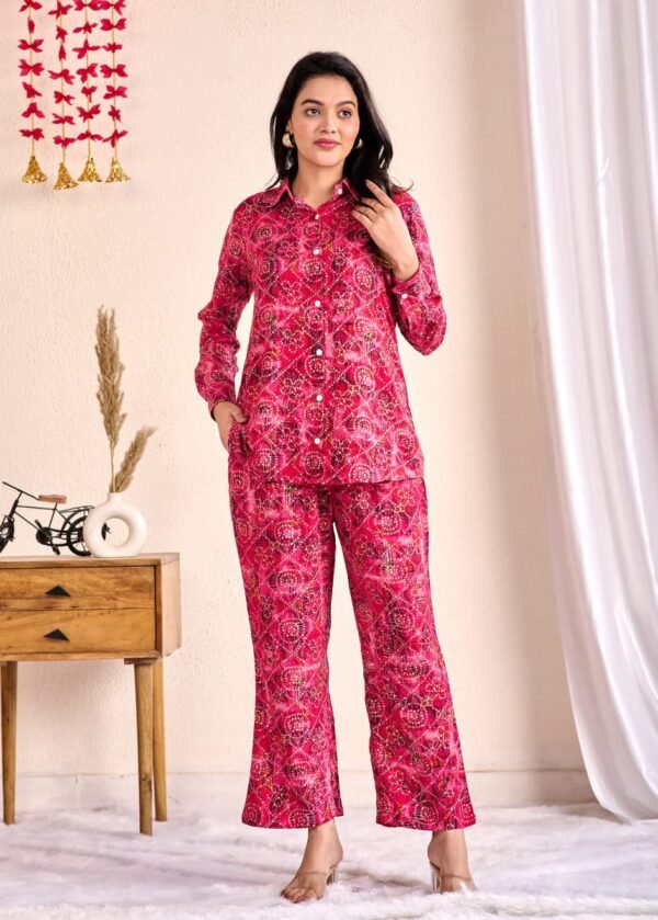 Vastrawala Elegant Foil Print Cord Set in Heavy Rayon